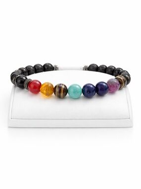 Natural stone beaded stretch bracelet